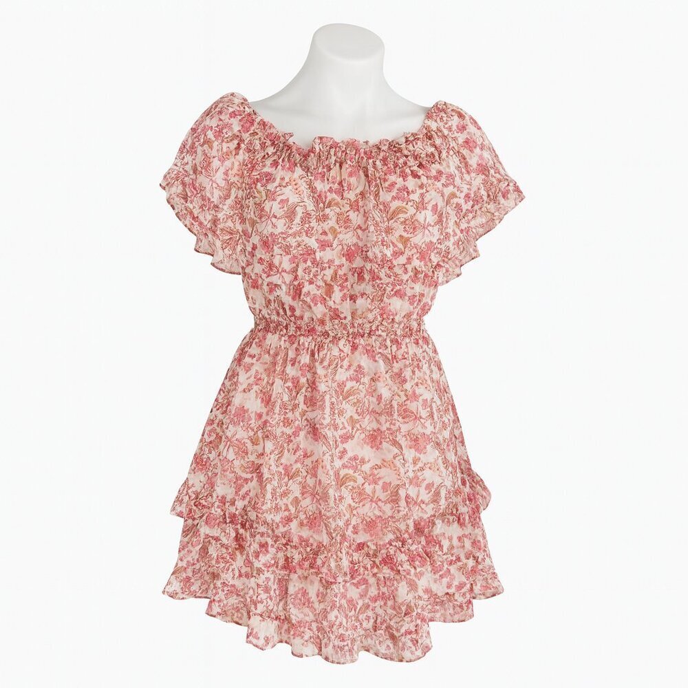 Jessica Simpson Floral Ruffle Tiered Mini Dress Size XS • Boho Chic Romance